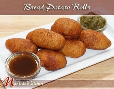 Bread Potato Rolls Recipe by Manjula, Indian Vegetarian Appetizers