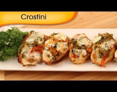 Crostini – Italian Starter – Toasted Bread With Vegetable Topping – Recipe By Ruchi Bharani