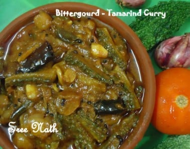 Bitter Gourd Tamarind Curry – Kaipakka Pulinkary (English) – Side dish for rice..