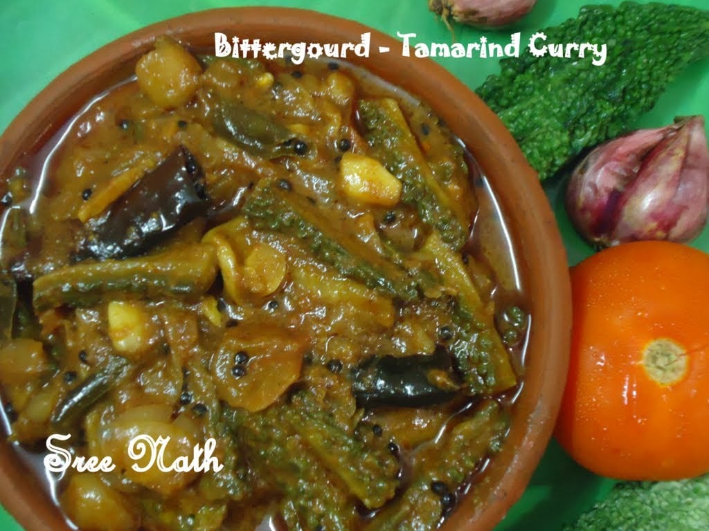 Bitter Gourd Tamarind Curry Kaipakka Pulinkary (English) Side dish