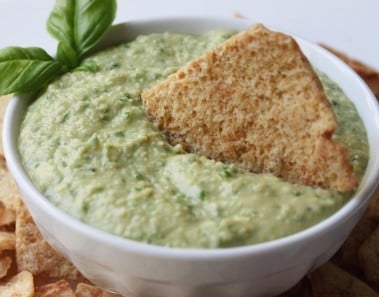 Green Hummus Recipe – Basil Garlic Hummus Spread or Dip Recipe