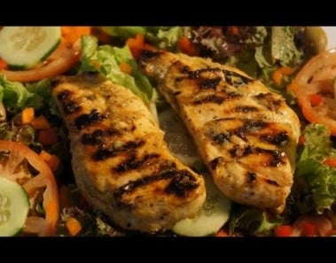 Lemon & Garlic Chicken Breast recipe Grilled BBQ Pan fried Olive Oil super easy salad