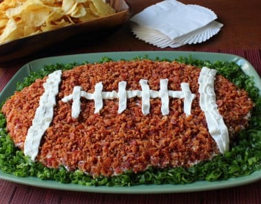 “Loaded Baked Potato” Dip Football – Super Bowl Dip Recipe