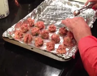 Meatball appetizer from yvonne’s English garden cookbook