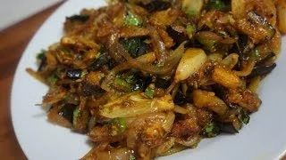 Brinjal Fry Recipe  - Eggplant & Onion Dry Indian Curry