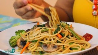 Stir-Fried Vegetable Spaghetti Recipe (vegetarian / vegan recipe)