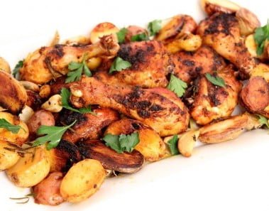 One Pan Roasted Chicken & Potatoes Recipe – Laura Vitale – Laura in the Kitchen Episode 761