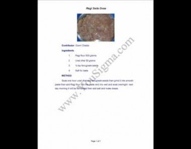 Ragi Sada Dosa- Vegetarian Recipe – Main Dish