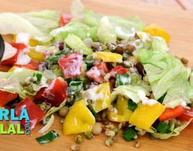 Sprouts and Veggie Salad (Low Calorie, Diabetic & Healthy Heart Recipe) by Tarla Dalal