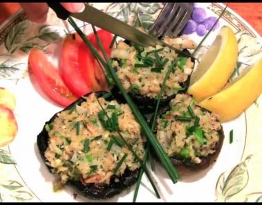Stuffed Portobello Mushrooms with Creole Crab and Shrimp Appetizer Recipe
