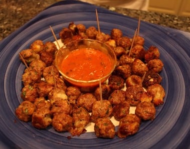 2013 Super Bowl Recipe – Stuffed Mozzarella Meatballs