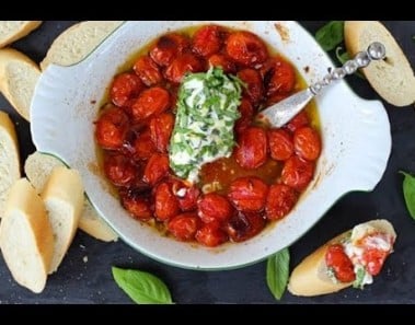 {Appetizer Recipe} Baked Cherry Tomatoes & Herbed Goat Cheese by CookingForBimbos.com