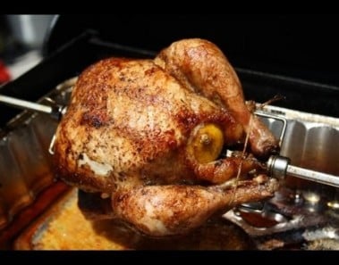 Caribbean Rotisserie Chicken On The Grill.
