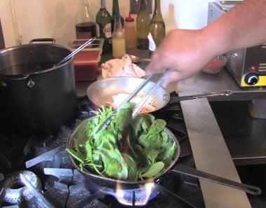 Chicken with garlic spinach dinner recipe from Chaplin’s