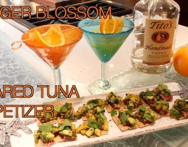 Ginger Blossom Cocktail & Seared Tuna Appetizer with Tropical Fruit Salsa | Clean Drink Happy Hour