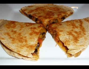 Vegetarian Quesadilla (Mushrooms and Black Beans)