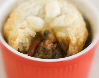 Beef Bourguignon Pie With Mushy Green Pea