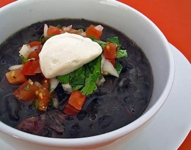 Black Bean Soup With Pico De Gallo and Chipotle Creme