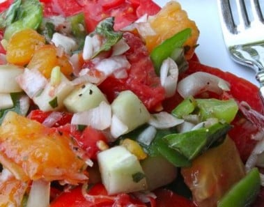 Garden Fresh Heirloom Tomato, Pepper, and Cucumber Salad
