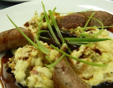 Bloomsday Bangers and Colcannon with Brown Sugar Guinness Gravy
