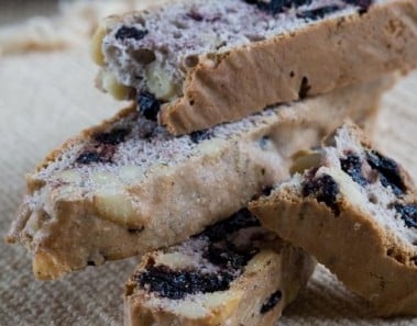 Blue Cornmeal Dried Blueberry and Pinon Nut Biscotti