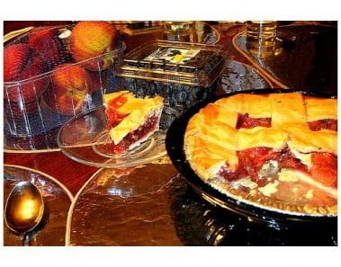 Fresh Rhubarb Peach Pie