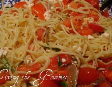 Fresh Tomato, Garlic, Rosemary and Feta Cheese With Spaghetti & Anchovy