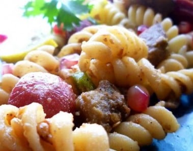 Fusilli With Eggplant & Sausage Chunks – Mediterranean Style Pasta