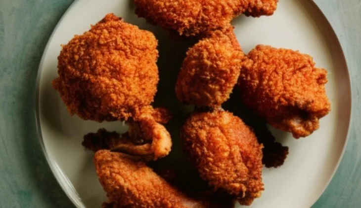 some pieces of Kentucky Fried Chicken thighs on a plate.