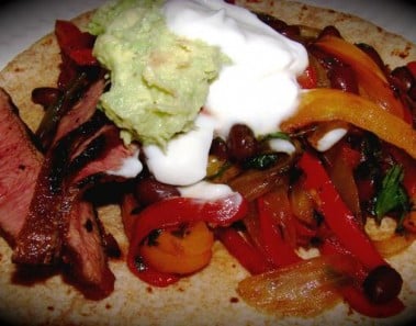 Lean Flank Steak and Three Color Pepper Fajitas