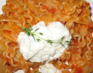 Mafalda Pasta With Ricotta Cheese
