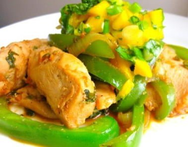 Spicy Coconut Chicken With Mango Basil Salsa