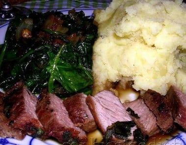Spring Lamb With Yogurt Potatoes and Spinach
