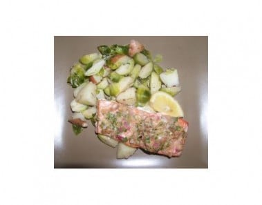 Wild Alaskan Salmon With Brussels Sprouts and Walnut-Lemon Vinaigrette