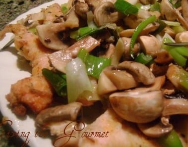 Turkey Breast Strips With Sautéed Scallions and Mushrooms