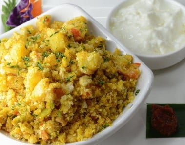 Breakfast Egg Potato Bread Upma – By Vahchef @ vahrehvah.com
