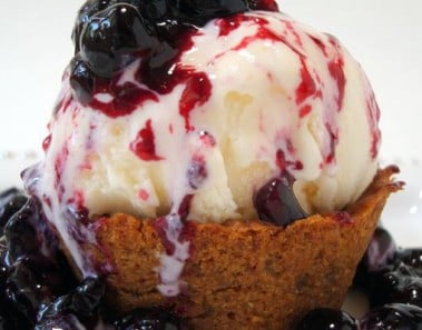 Blueberry-Lavender Sauce and Ginger Snap Ice Cream Cups