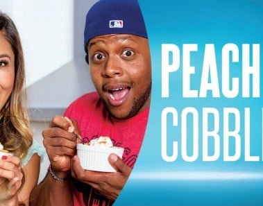 Easy Peach Cobbler Recipe ft. FitMenCook & Blogilates
