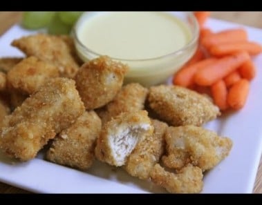 Homemade Chicken Nuggets + Honey Mustard Dipping Sauce Recipe