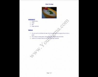 Plain Porridge- Vegetarian Recipe – Main Dish