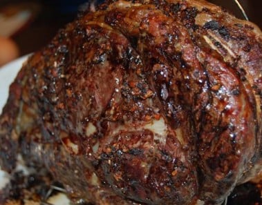 Chinese Black Mushroom-Rubbed Standing Rib Roast