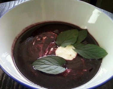 Cold Mulberry Soup With Ginger Yogurt