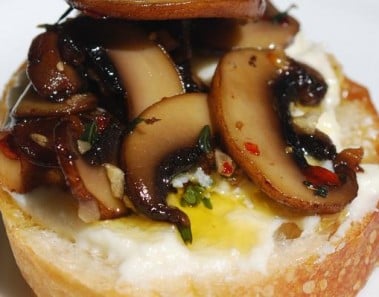 Crostini With Mushroom, Ricotta and Mascarpone Cheeses