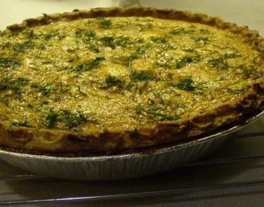 Pumpkin and Goat Cheese Quiche With Fennel and Onions