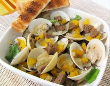Steamed Clams In Wine and Chorizo