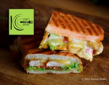 Chicken Panini with Pea & Mint Pesto and Smoked Gouda recipe