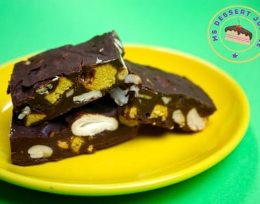 Nut Crunch Chocolate Bars Recipe  | MsDessertJunkie