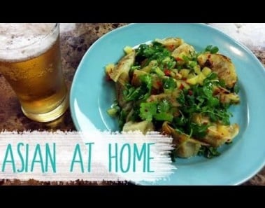Appetizer Recipe : Fried Dumplings with Cilantro Salad Recipe : Asian at Home