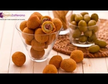 Fried stuffed olives Ascolana style ( olive all’ascolana ) Italian recipe
