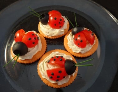 Fun with food: Ladybug cracker appetizers